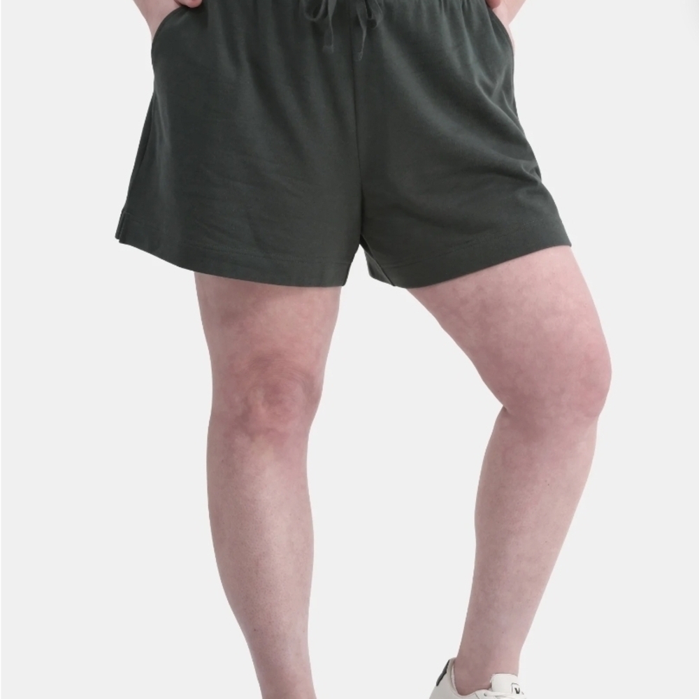 Terra & Sky Plus Size Dark Aloe (Green) Relaxed Fit Soft Fabric Slip On Shorts - Picture 4 of 4